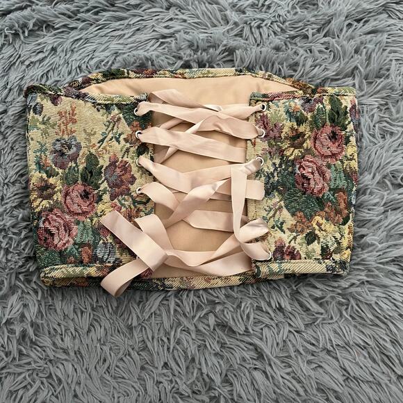 Tic Toc Floral Tapestry Lace Up Corset Women’s Small Cottage - Picture 5 of 10
